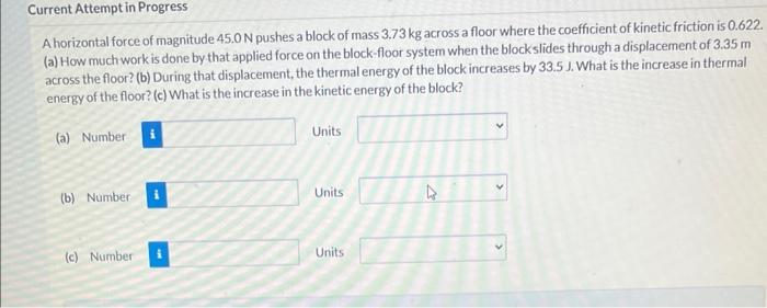 Solved A horizontal force of magnitude 45.0 N pushes a block | Chegg.com