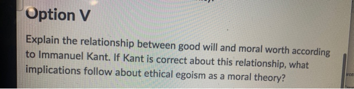 Solved Option V Explain the relationship between good will | Chegg.com