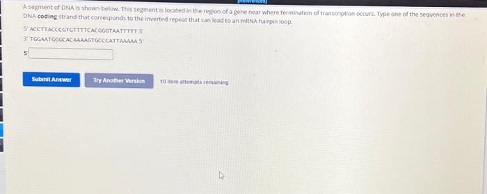 Solved A segment of DNA is shown below. This segment is | Chegg.com