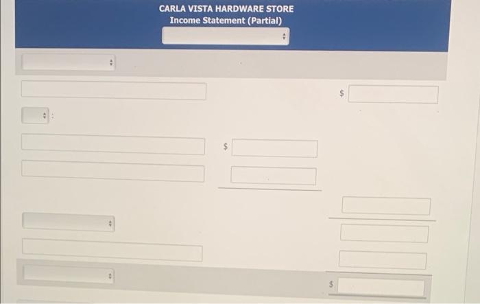 Solved CARLA VISTA HARDWARE STORE Income Statement (Partial) | Chegg.com