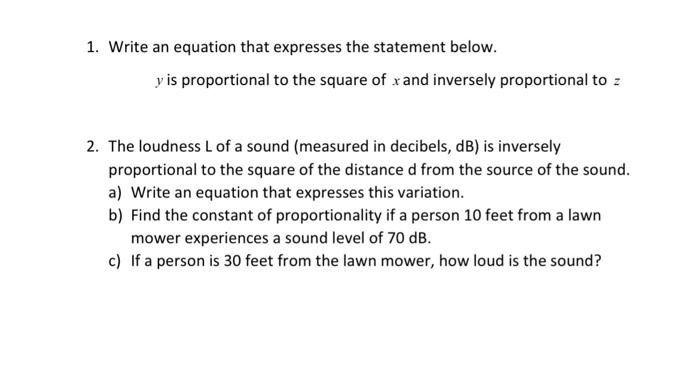 Solved 1. Write an equation that expresses the statement | Chegg.com