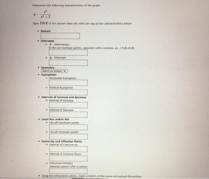 Solved Determine the following characteristics of the graph. | Chegg.com