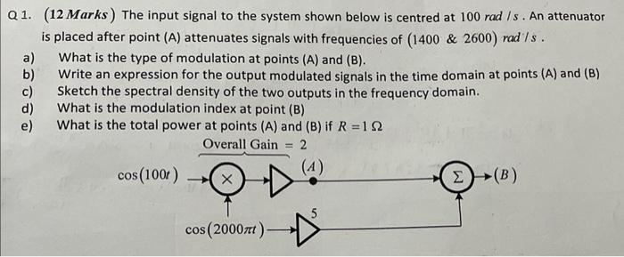 Solved Q 1. (12 Marks) The input signal to the system shown | Chegg.com