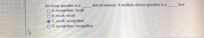an essay question is a blank test of memory