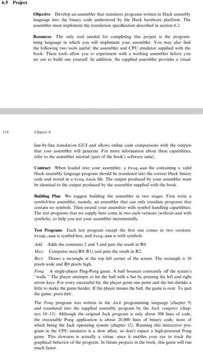 6.5 Project Objective Develop an assembler that | Chegg.com