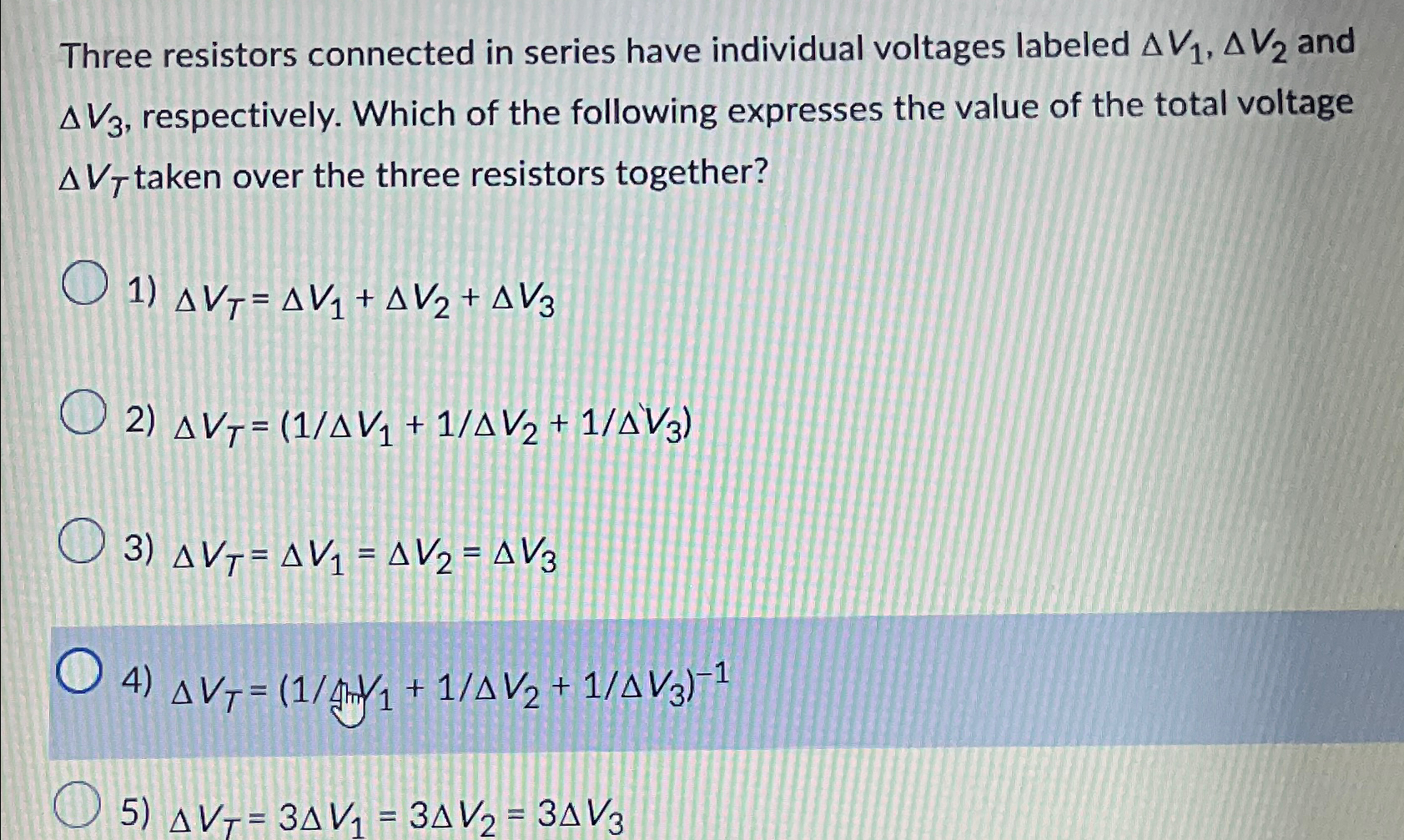 Solved Three resistors connected in series have individual
