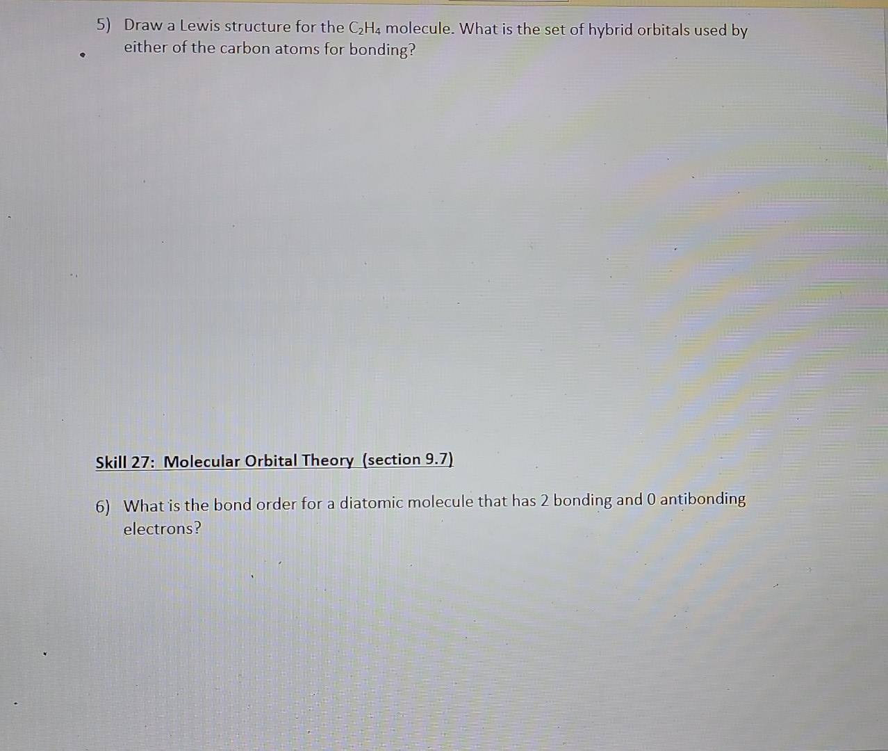 Solved 5 Draw a Lewis structure for the C2H4 molecule. What