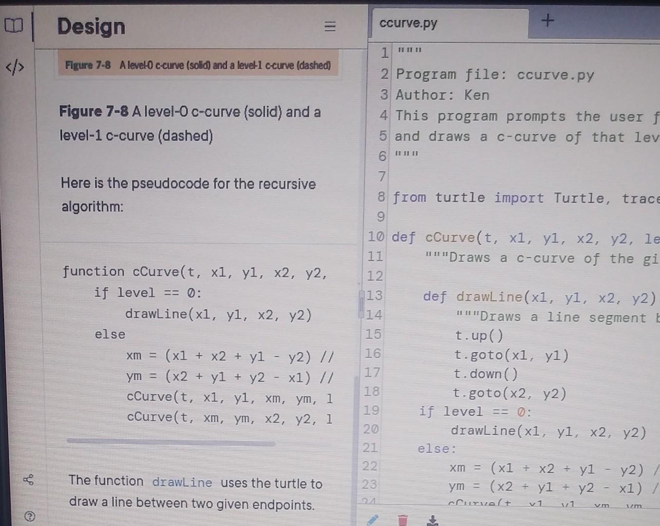 2 Program file: ccurve.py Summary 3 Author: Ken 4 | Chegg.com