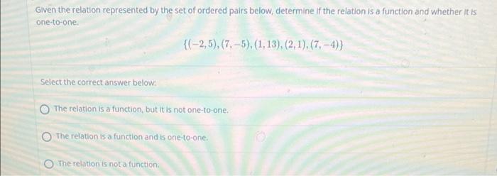 Solved Given the relation represented by the set of ordered | Chegg.com