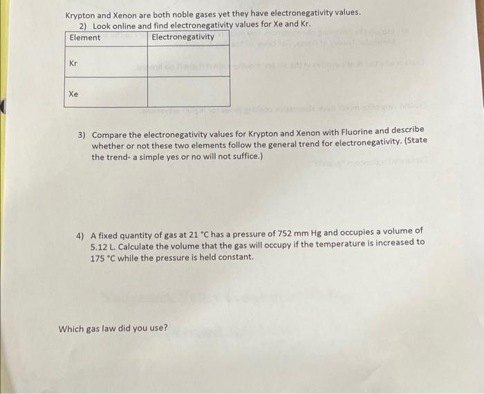 Solved Krypton and Xenon are both noble gases yet they have