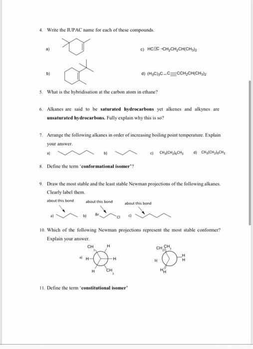 Solved 4. Write the IUPAC name for each of these compounds. | Chegg.com