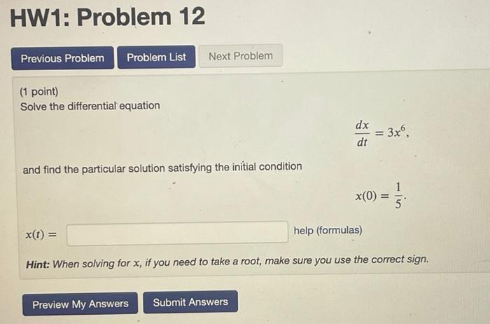 Solved HW1: Problem 11 Previous Problem Problem List Next | Chegg.com