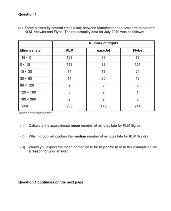 Solved Question 1 (a) Three airlines fly several times a day | Chegg.com