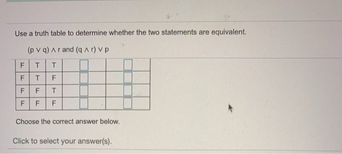 Solved Use a truth table to determine whether the two | Chegg.com