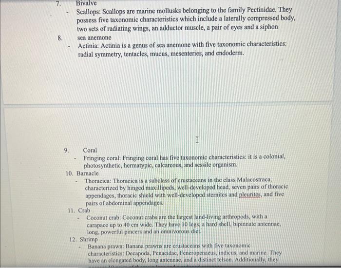 Solved create a dichotomous key and a phylogentic tree using | Chegg.com