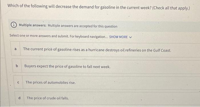Solved Which of the following will decrease the demand for | Chegg.com