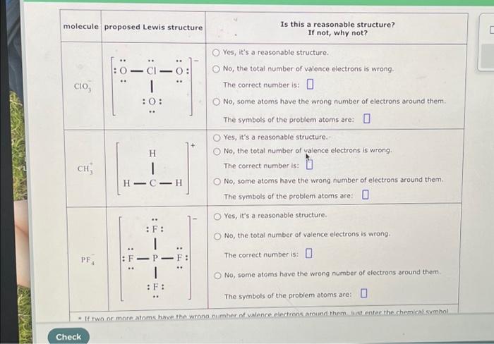 Solved molecule proposed Lewis structure CIO 3 CH PE A Check | Chegg.com