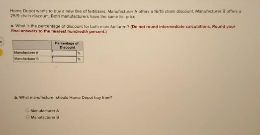 Home Depot Wants To Buy A New Line Of Fertilizers Chegg 