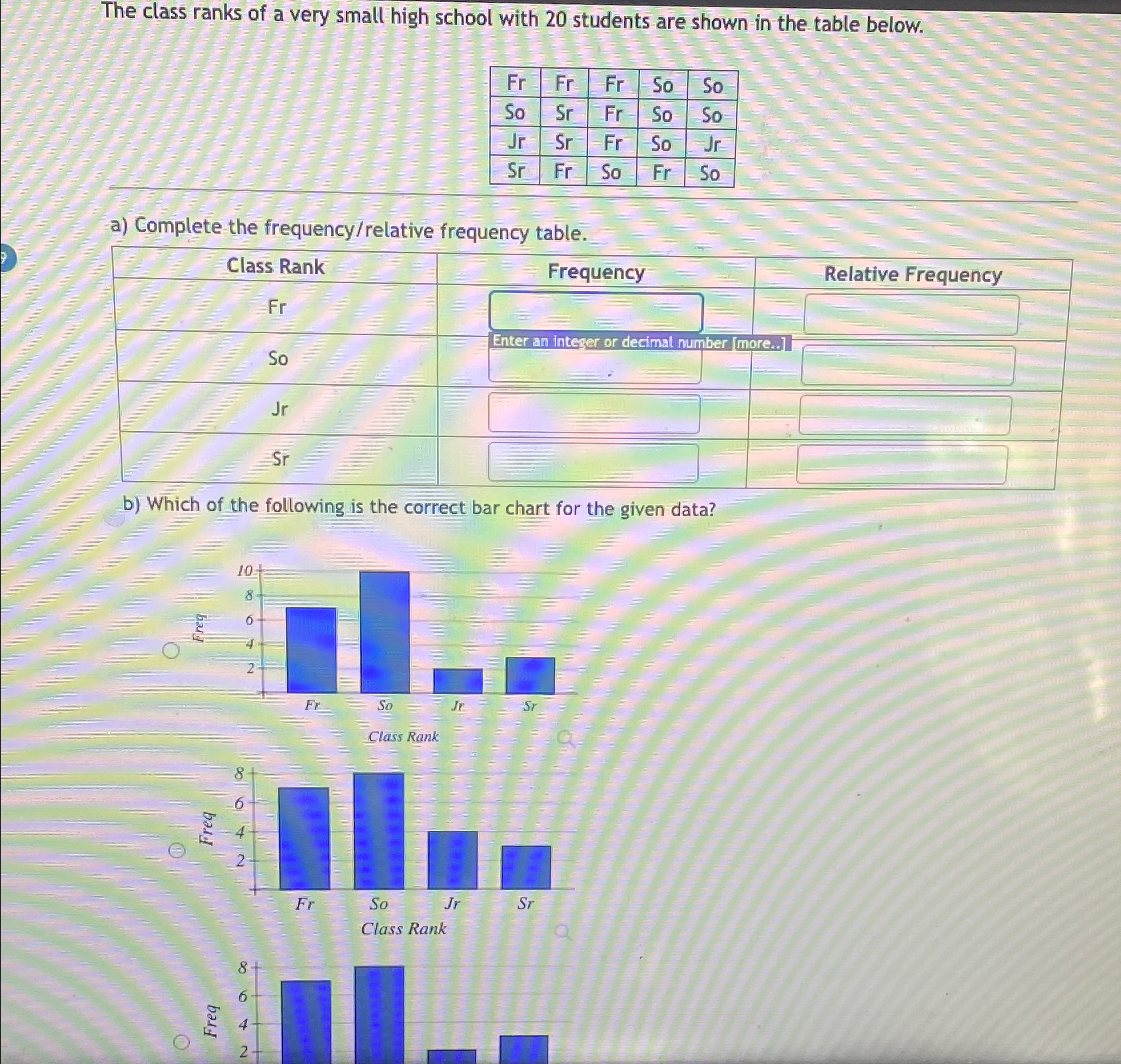 Solved The class ranks of a very small high school with 20 | Chegg.com