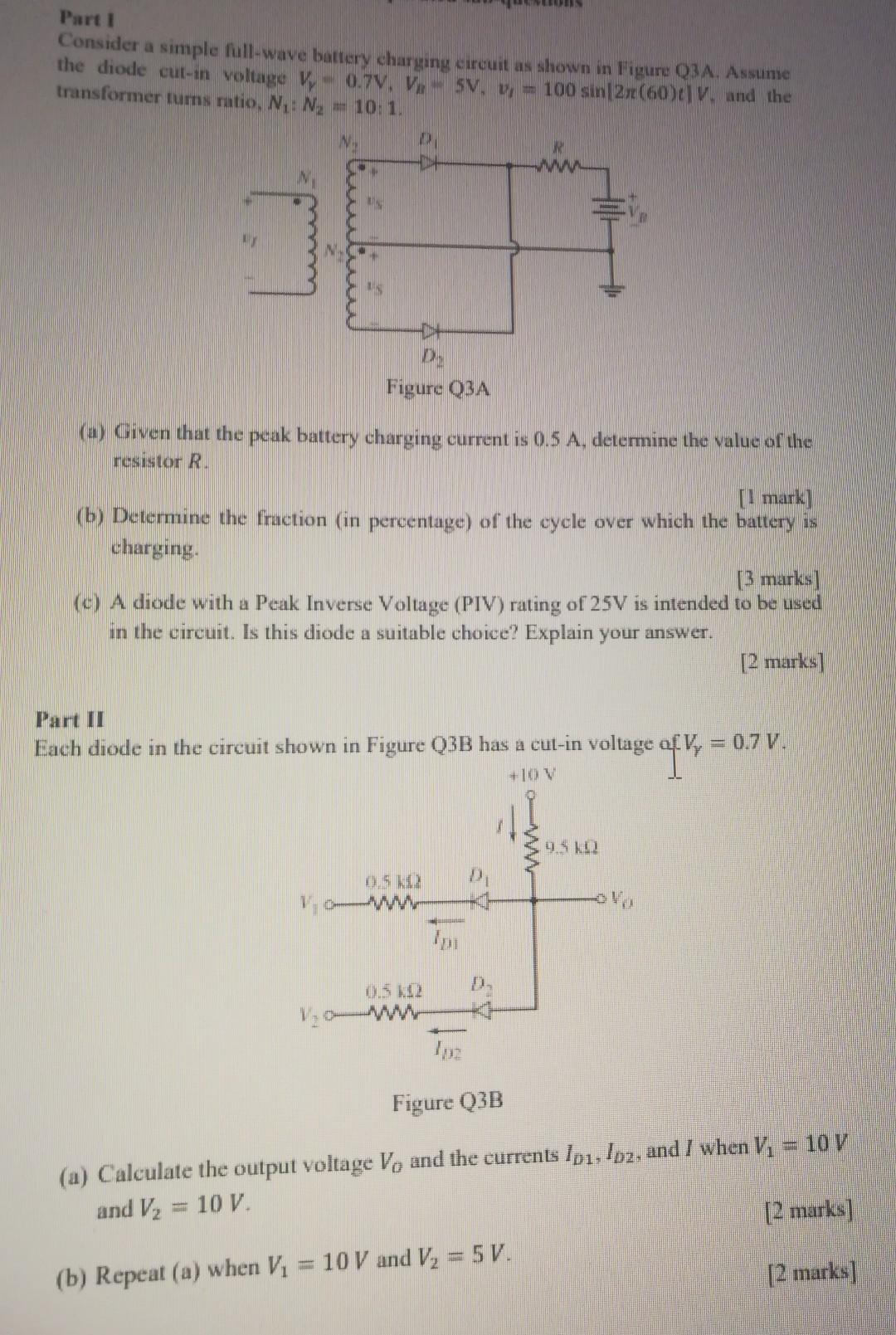 Solved Part 1 Consider A Simple Full-wave Battery Charging | Chegg.com