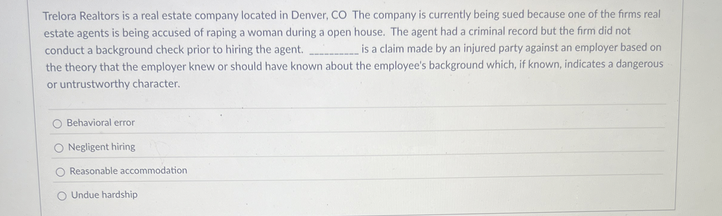 Solved Trelora Realtors is a real estate company located in