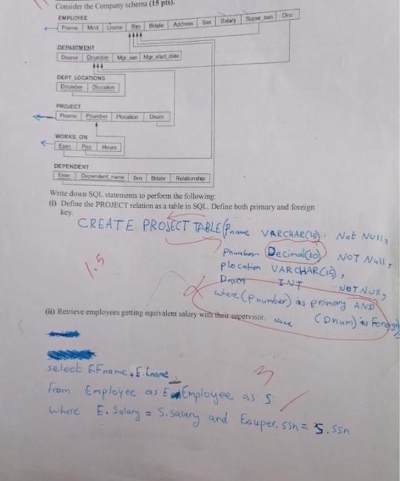 Write down SQL statements 10 perform the following: | Chegg.com
