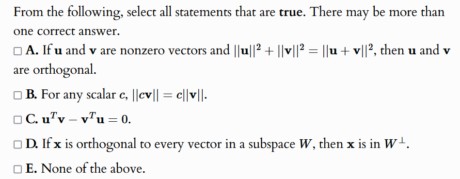 Solved From the following, select all statements that are | Chegg.com