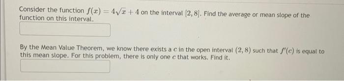 Solved Consider the function f(x)=4x+4 on the interval | Chegg.com