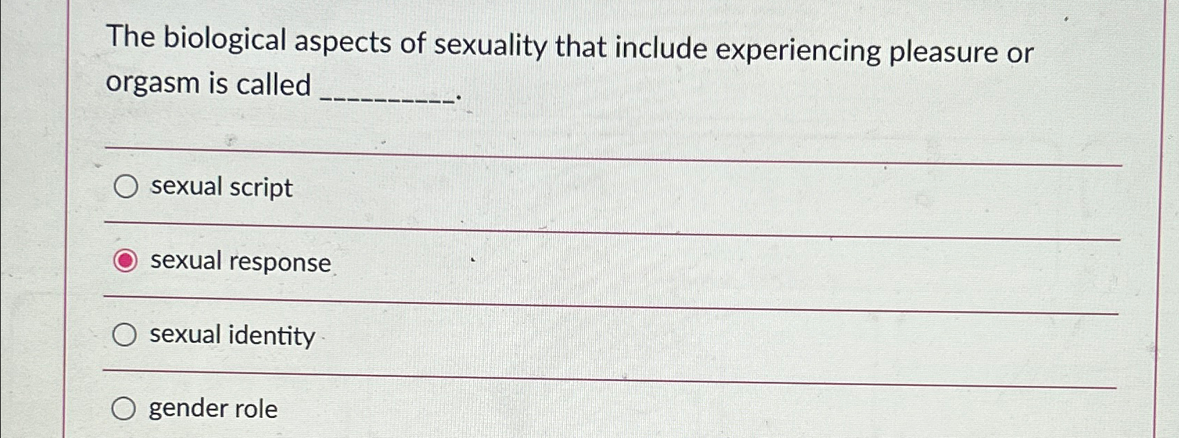 Solved The Biological Aspects Of Sexuality That Include 1111