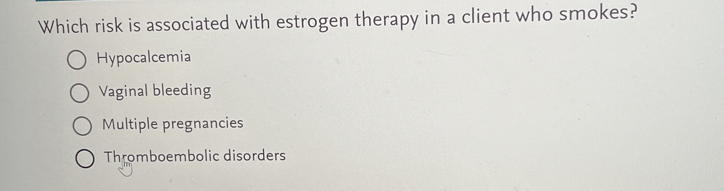 Solved Which risk is associated with estrogen therapy in a | Chegg.com