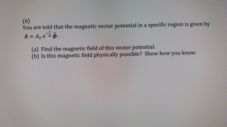 Solved (6) You Are Told That The Magnetic Vector Potential | Chegg.com