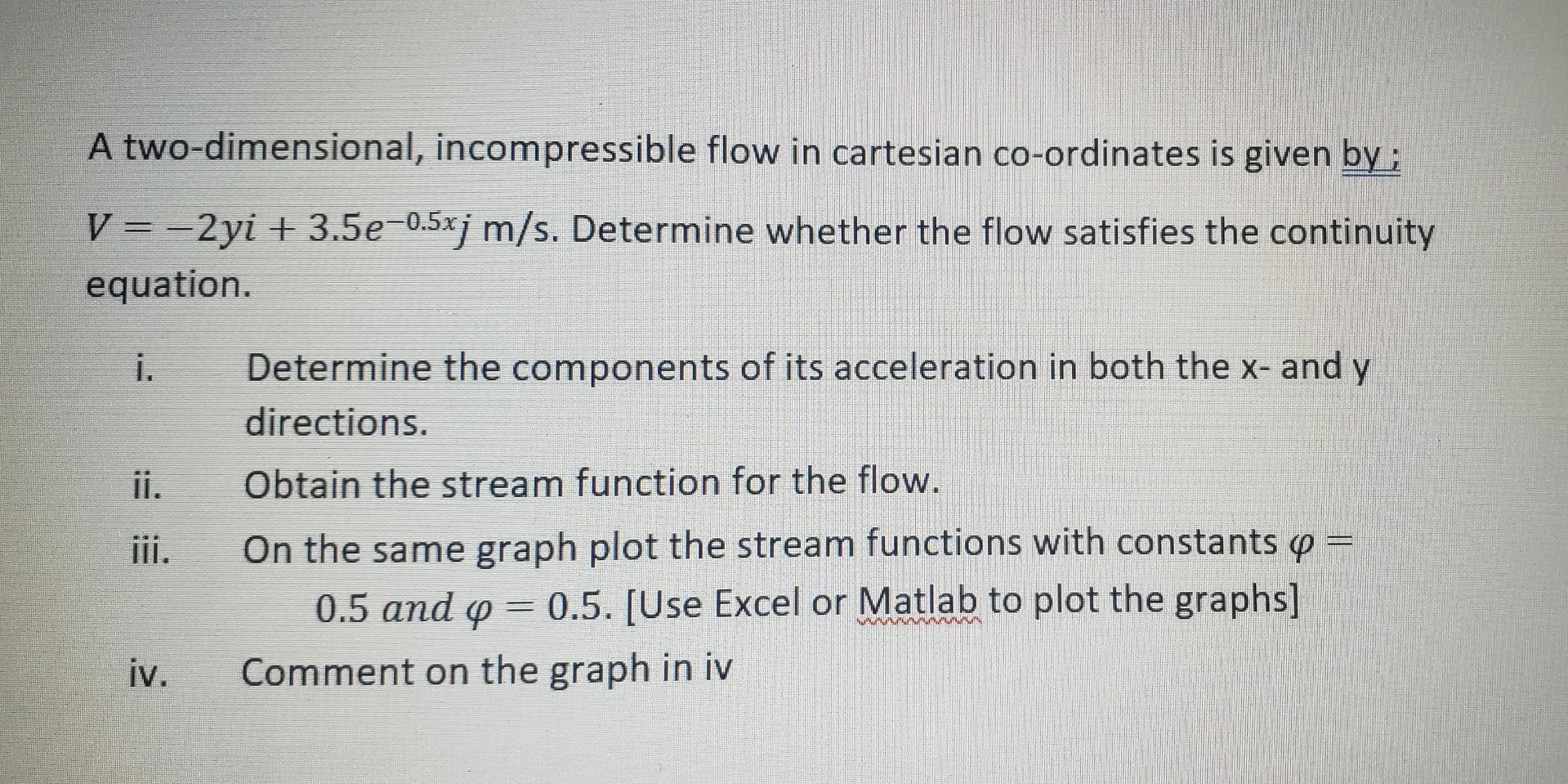 Solved A Two-dimensional, Incompressible Flow In Cartesian | Chegg.com