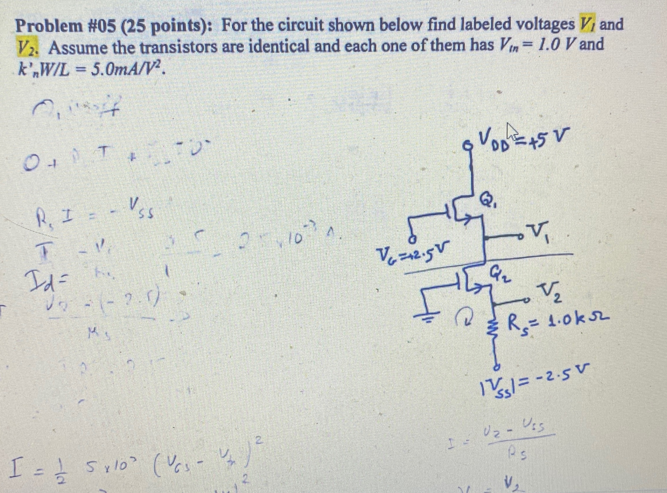 Solved Problem #05 (25 ﻿points): For the circuit shown below | Chegg.com