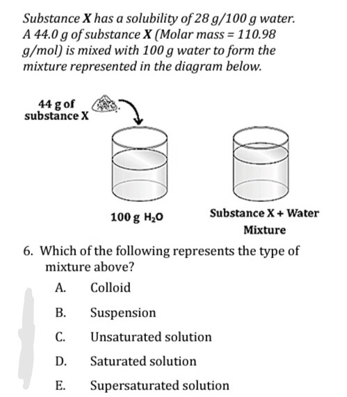 Solved Substance X has a solubility of 28 g/100 g water. A | Chegg.com