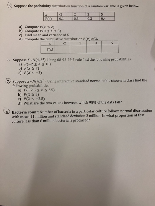 Solved 5 Suppose The Probability Distribution Function O Chegg Com