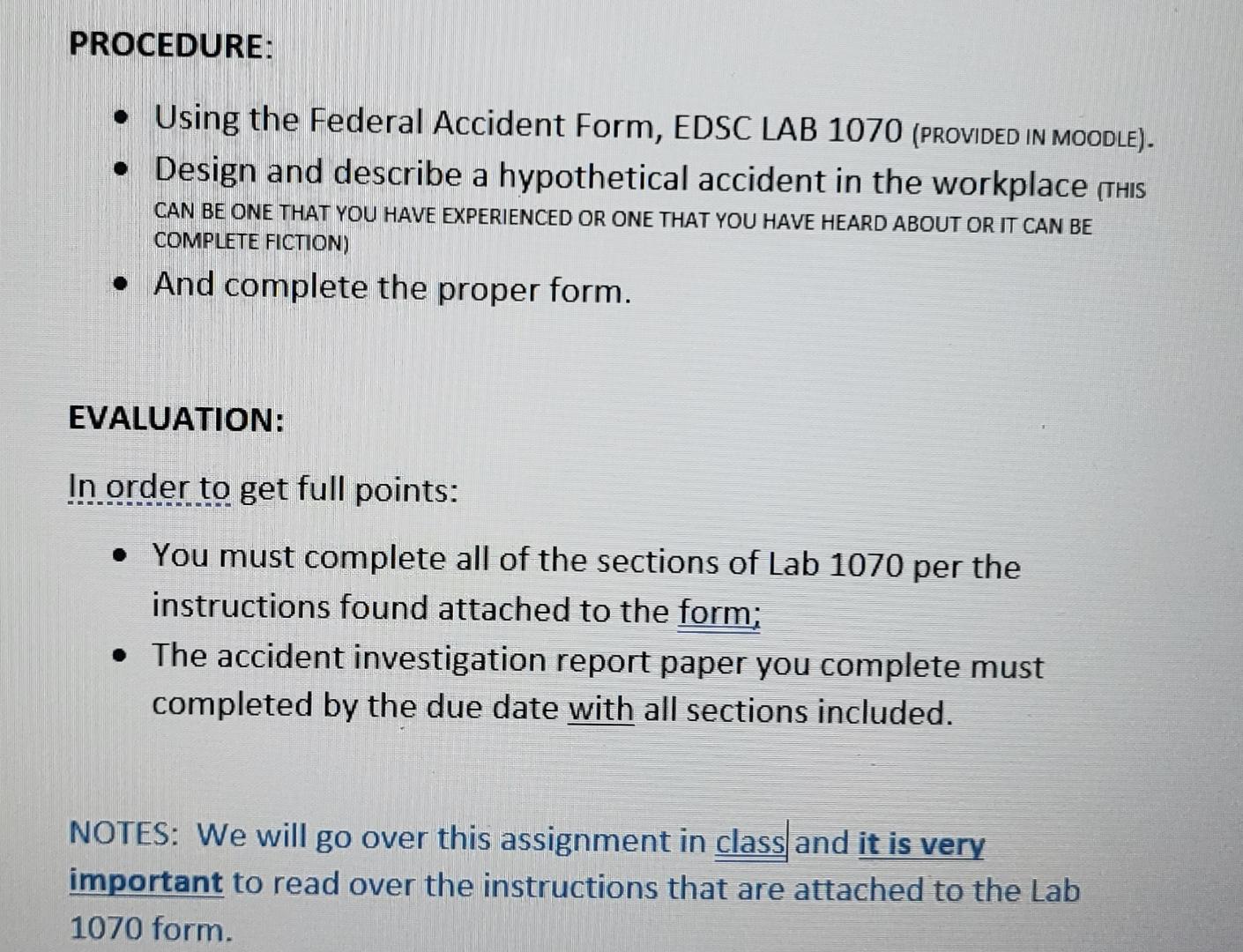 Solved PROCEDURE:Using the Federal Accident Form, EDSC LAB | Chegg.com