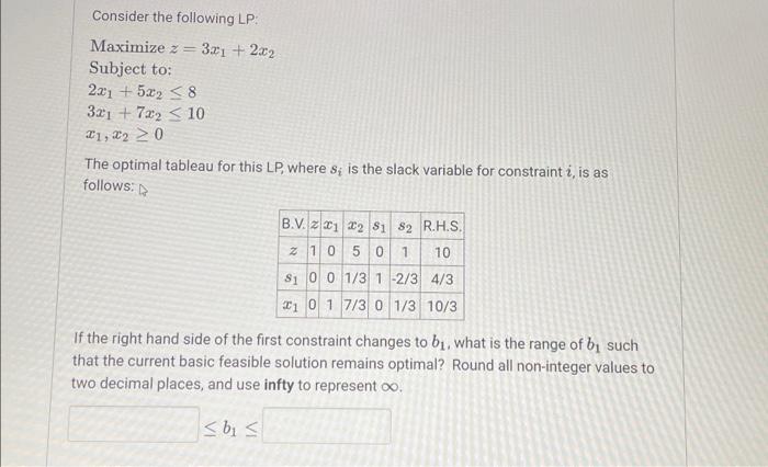 Solved Consider The Following Lp Maximize Z 3x1 2x2