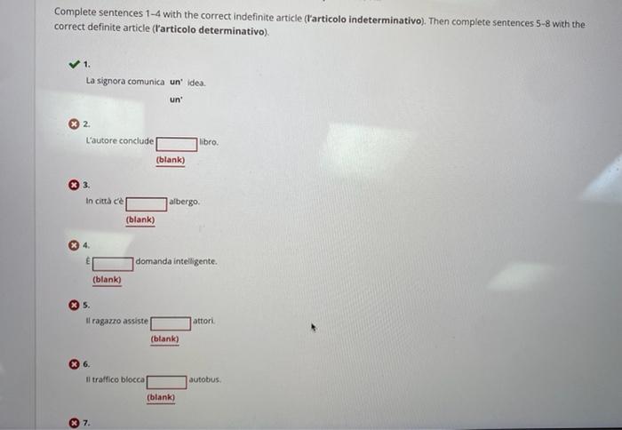 Complete sentences 1-4 with the correct indefinite | Chegg.com