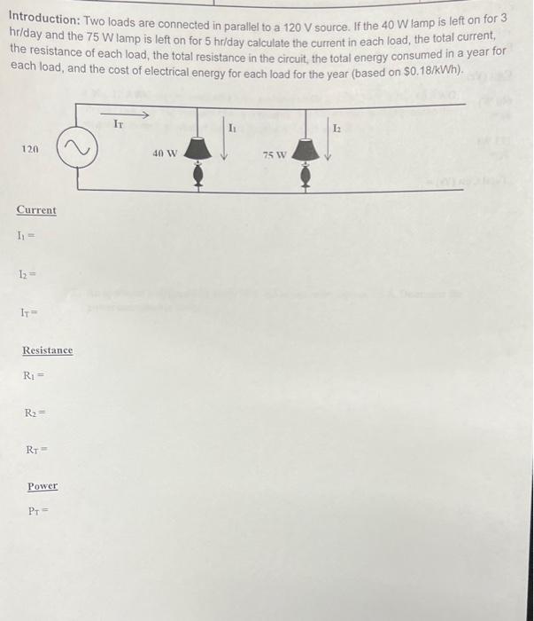 Solved Introduction: Two loads are connected in parallel to | Chegg.com