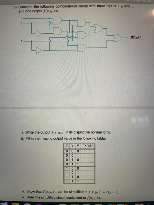 Solved (b) Consider The Following Combinatorial Circuit With | Chegg.com