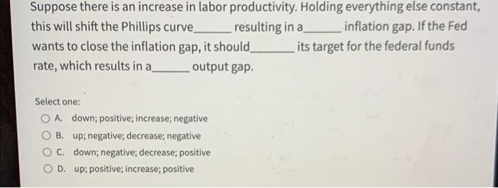 Solved Suppose there is an increase in labor productivity. | Chegg.com