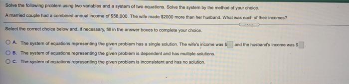 Solved GE Solve the following problem using two variables | Chegg.com