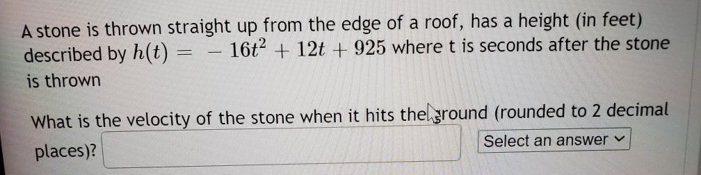 Solved A stone is thrown straight up from the edge of a | Chegg.com