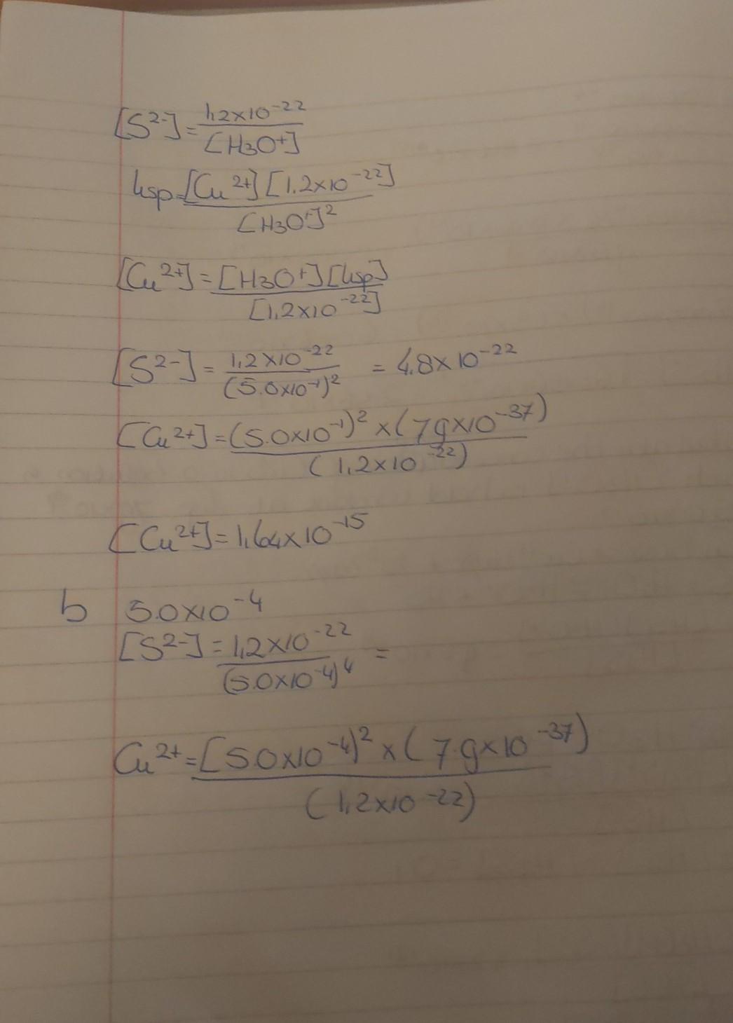 Solved Calculate the concentration of CuS in a solution in | Chegg.com