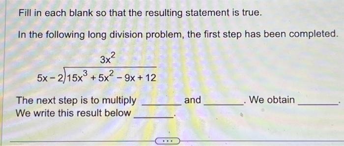 Solved Fill in each blank so that the resulting statement is | Chegg.com