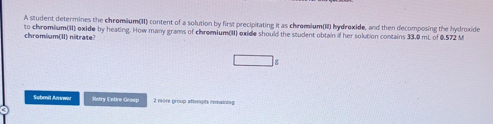 Solved A student determines the chromium(II) content of a | Chegg.com