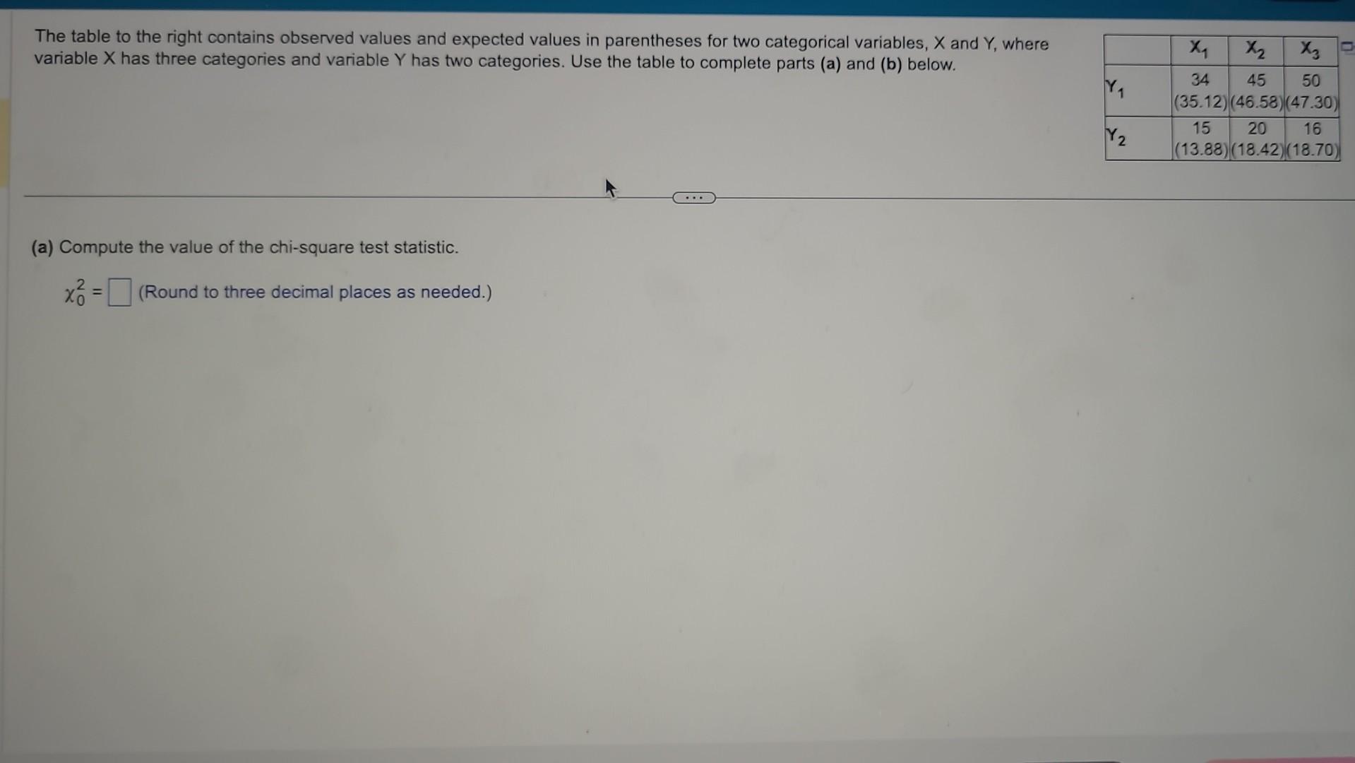 Solved The table to the right contains observed values and | Chegg.com