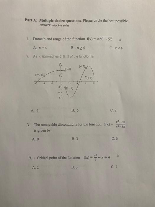 Solved Part A: Multiple choice questions. Please circle the | Chegg.com