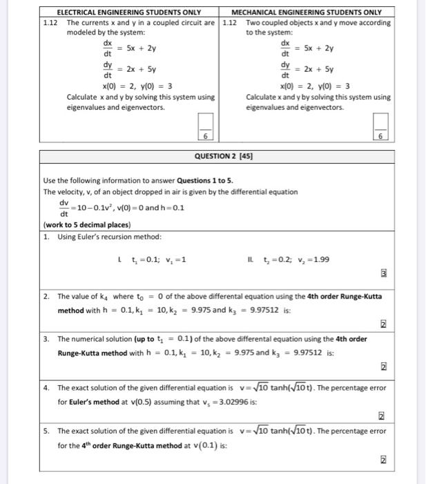 Solved ELECTRICAL ENGINEERING STUDENTS ONLY MECHANICAL