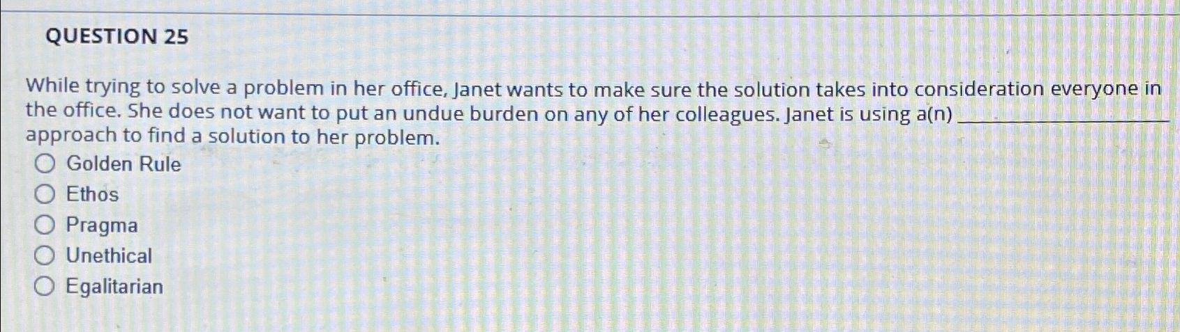 Solved QUESTION 25While trying to solve a problem in her | Chegg.com